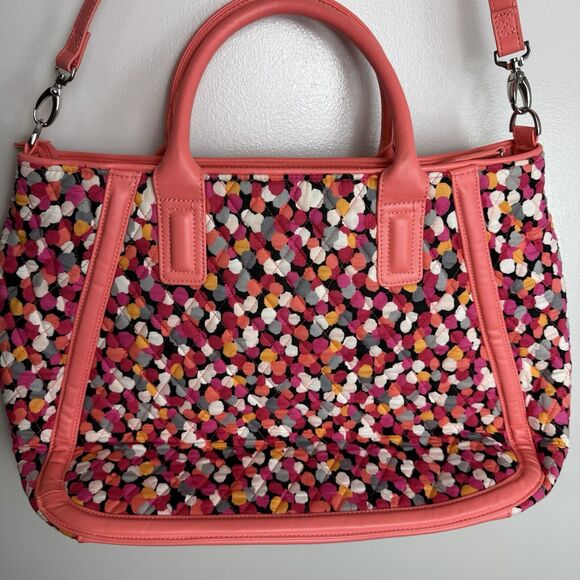 Vera Bradley Womens Large Duffel Purse Bag Trapeze Tote Pink Pixie Confetti EUC - Picture 4 of 10